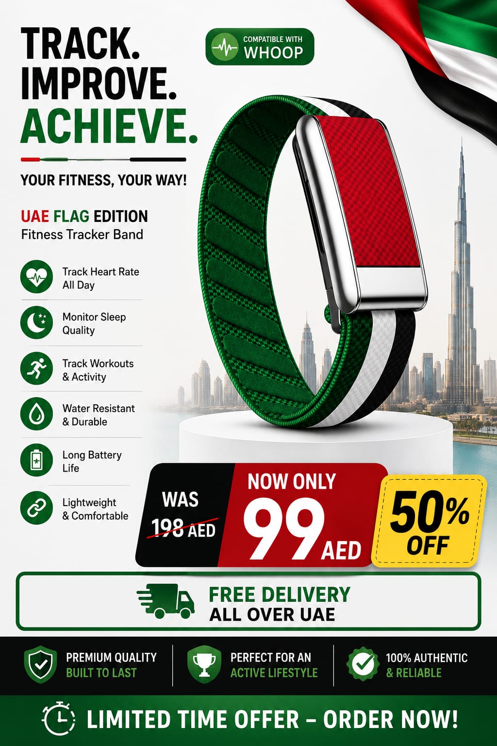 Spacial UAE Flag Replacement Band Compatible with WHOOP
